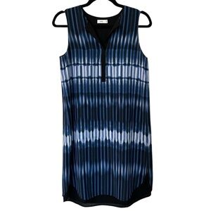 Vince Women’s Sleeveless V-Neck Blue, White & Black 100% Silk Dress Sz S GUC